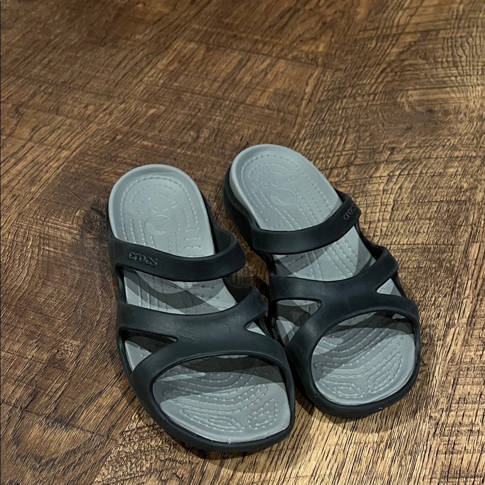CROCS Black and Gray Slide Sandals
